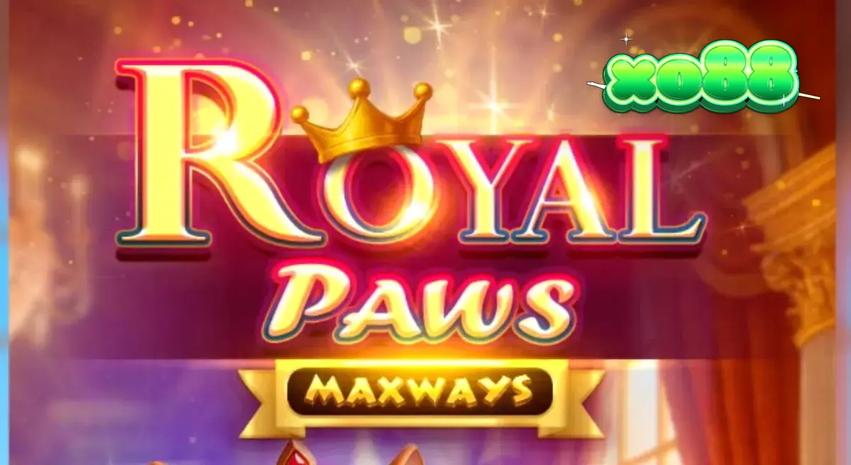 Giao diện trò chơi Royal Paws Maxways với các biểu tượng thú cưng sang trọng